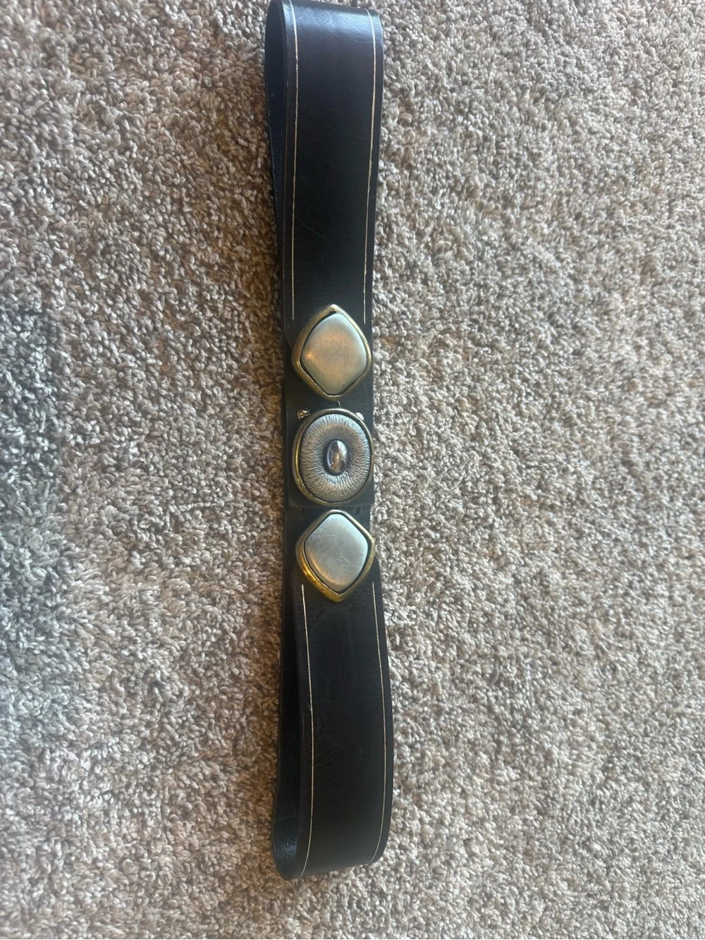 Vintage Black Leather Adjustable Belt